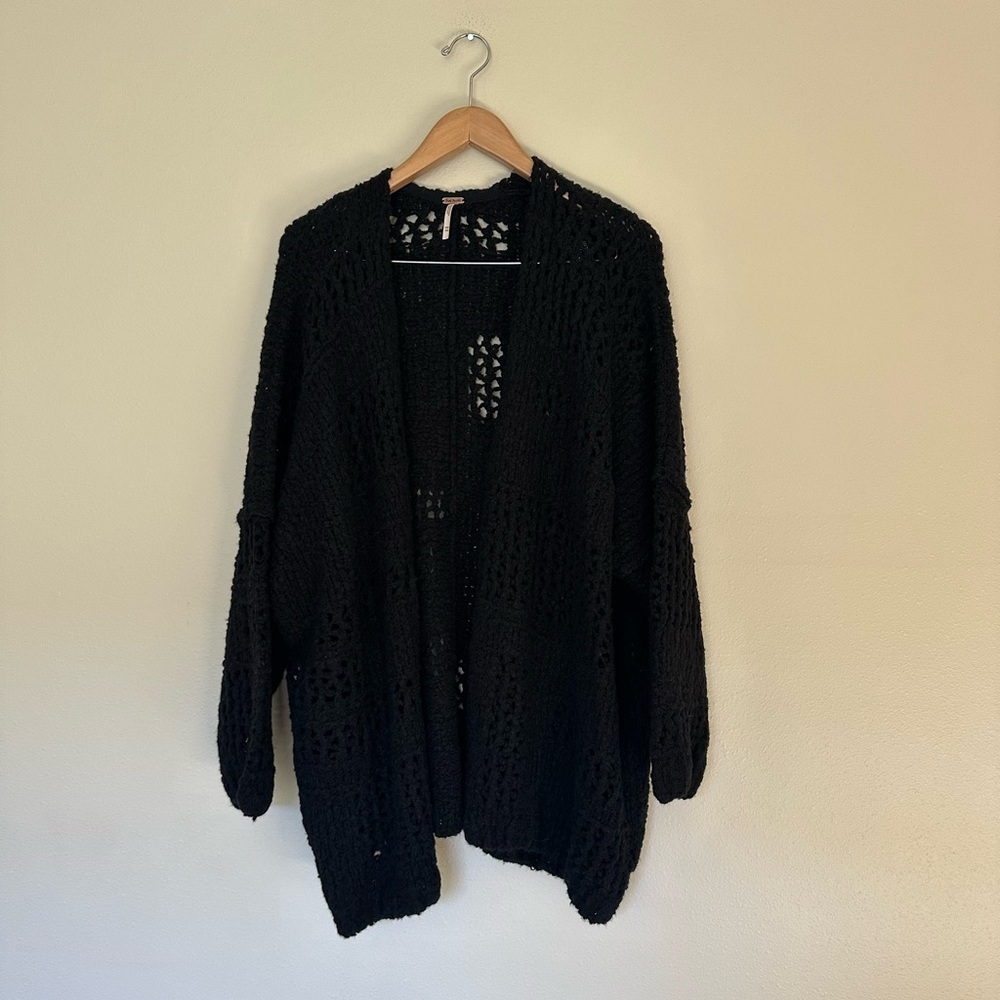 Free People Black Open-Knit Cardigan